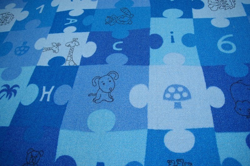 Dywany Lusczow Dětský koberec PUZZLE modrý