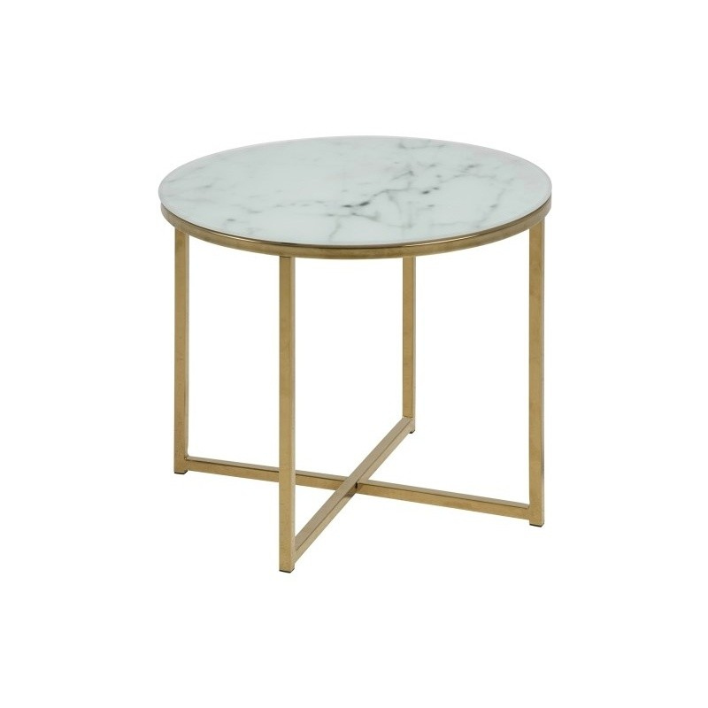 Actona Konferenční kulatý stolek Alisma 3 mramor bílý/zlatá