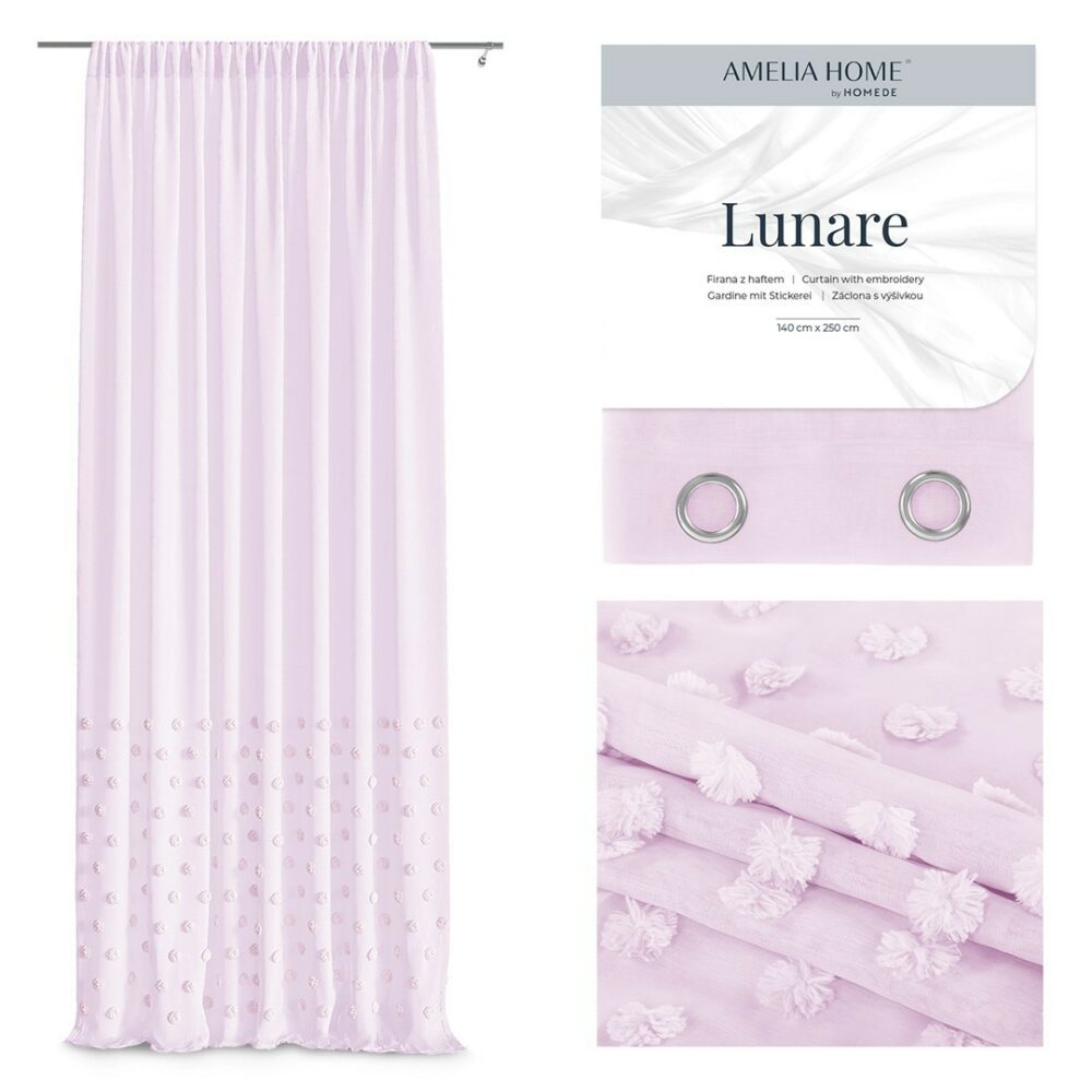 Záclona AmeliaHome Lunare růžová