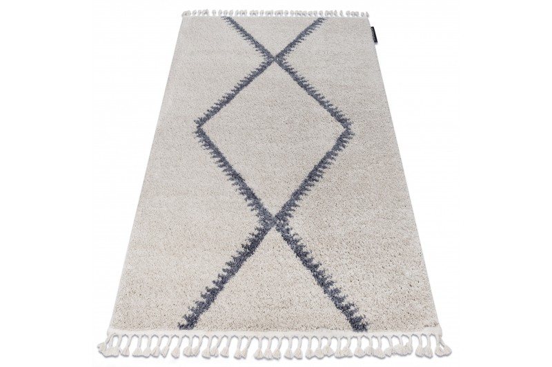 Dywany Lusczow Kusový shaggy koberec BERBER MEKNES krémový