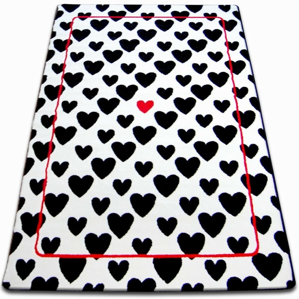 Dywany Lusczow Kusový koberec SKETCH SEAN bílý / černý - srdce