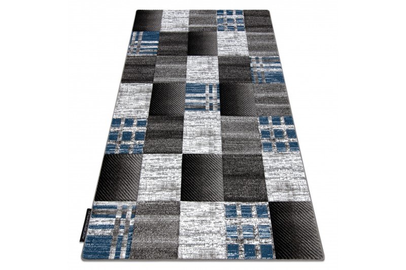 Dywany Lusczow Kusový koberec ALTER Siena čtverce/mřížka modrý