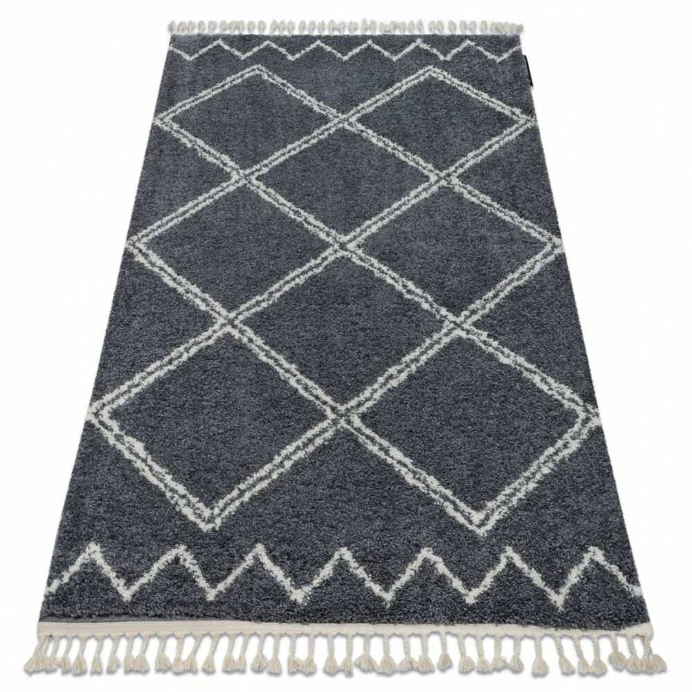 Dywany Lusczow Kusový shaggy koberec BERBER ASILA šedý