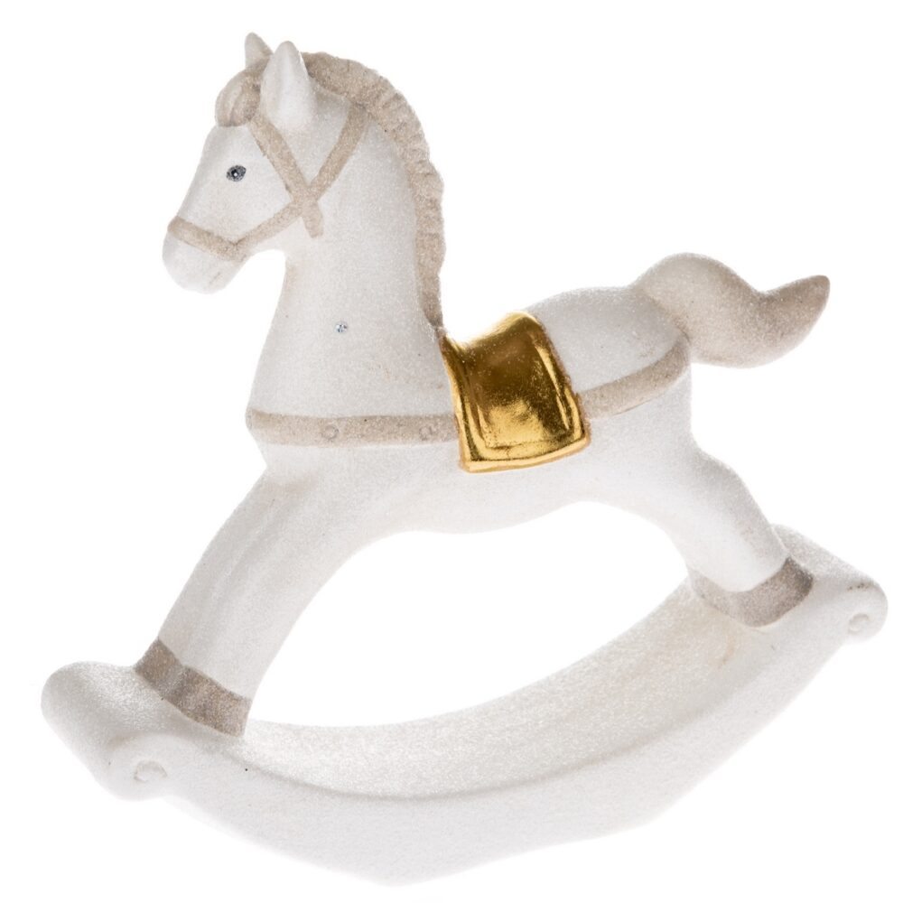 Porcelánový houpací koník bílá