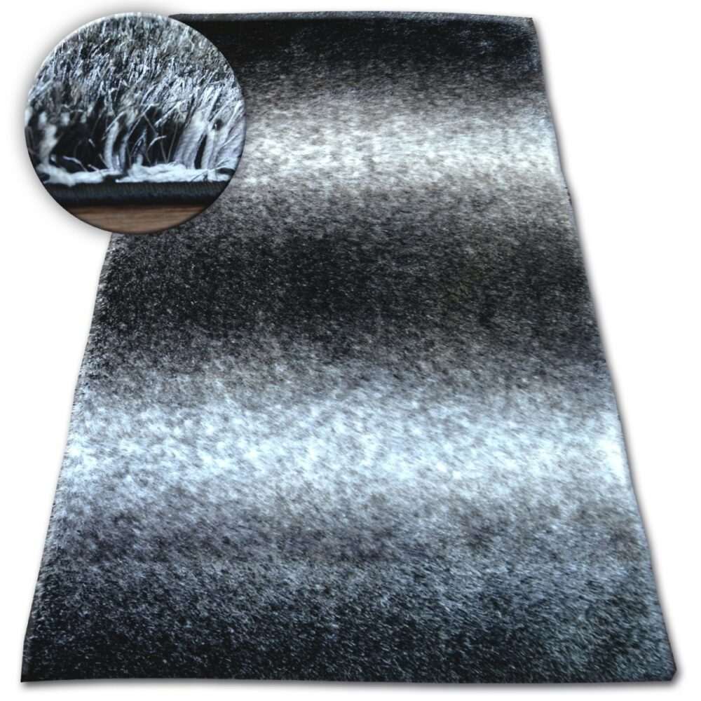 Dywany Lusczow Kusový koberec Shaggy SPACE 3D WILL černý / šedý
