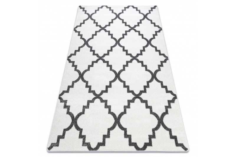 Dywany Lusczow Kusový koberec SKETCH CAMERON bílý /šedý trellis