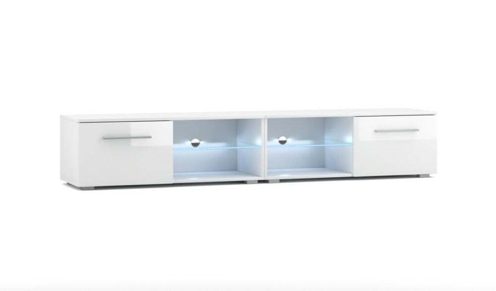 Vivaldi TV stolek MOON DOUBLE 200 cm s LED osvětlením bílý