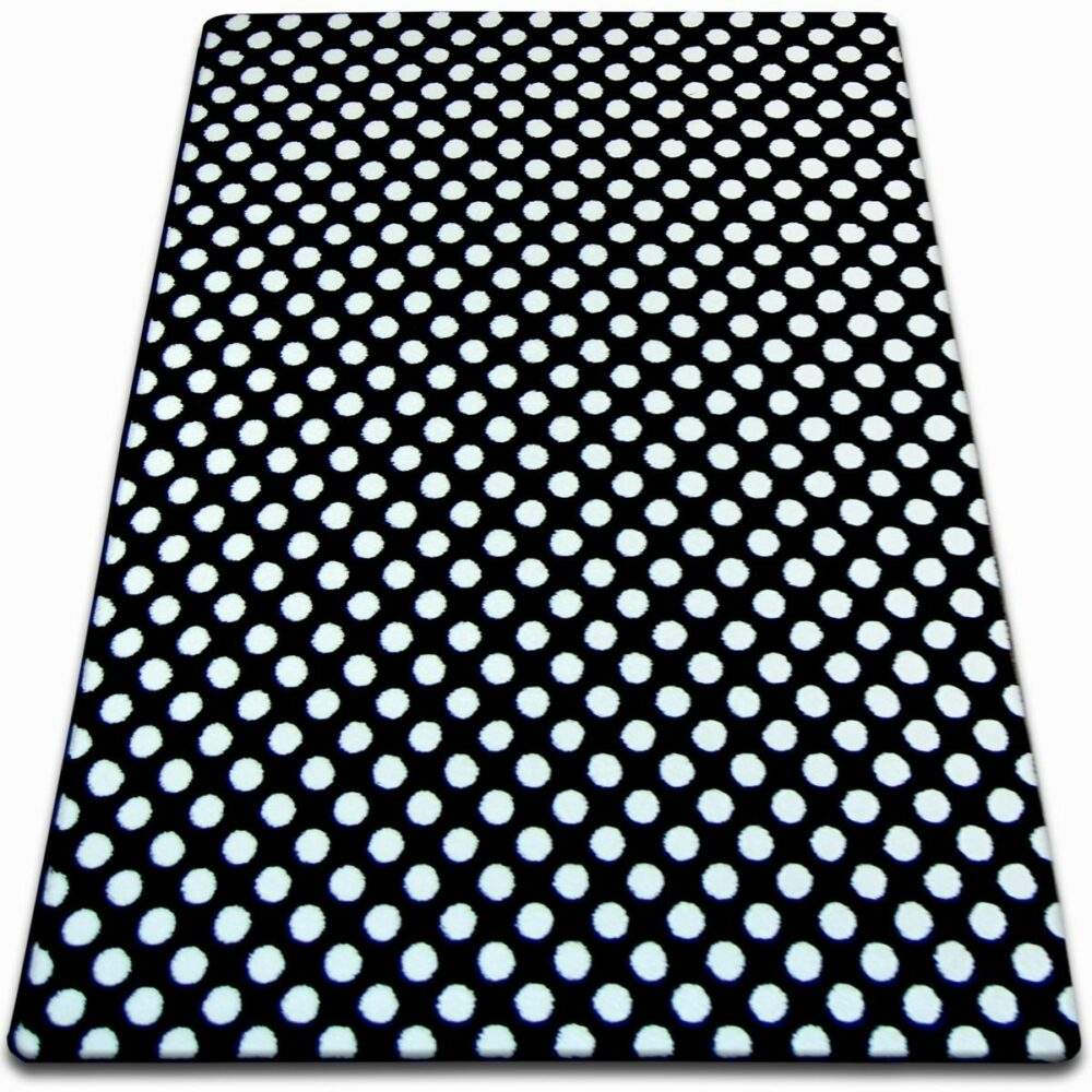 Dywany Lusczow Kusový koberec SKETCH JAMIE bílý / černý - tečky
