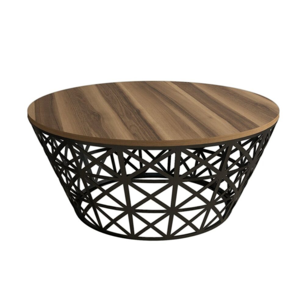 Kalune Design Konferenční stolek Ferforje 90 cm ořech/černý