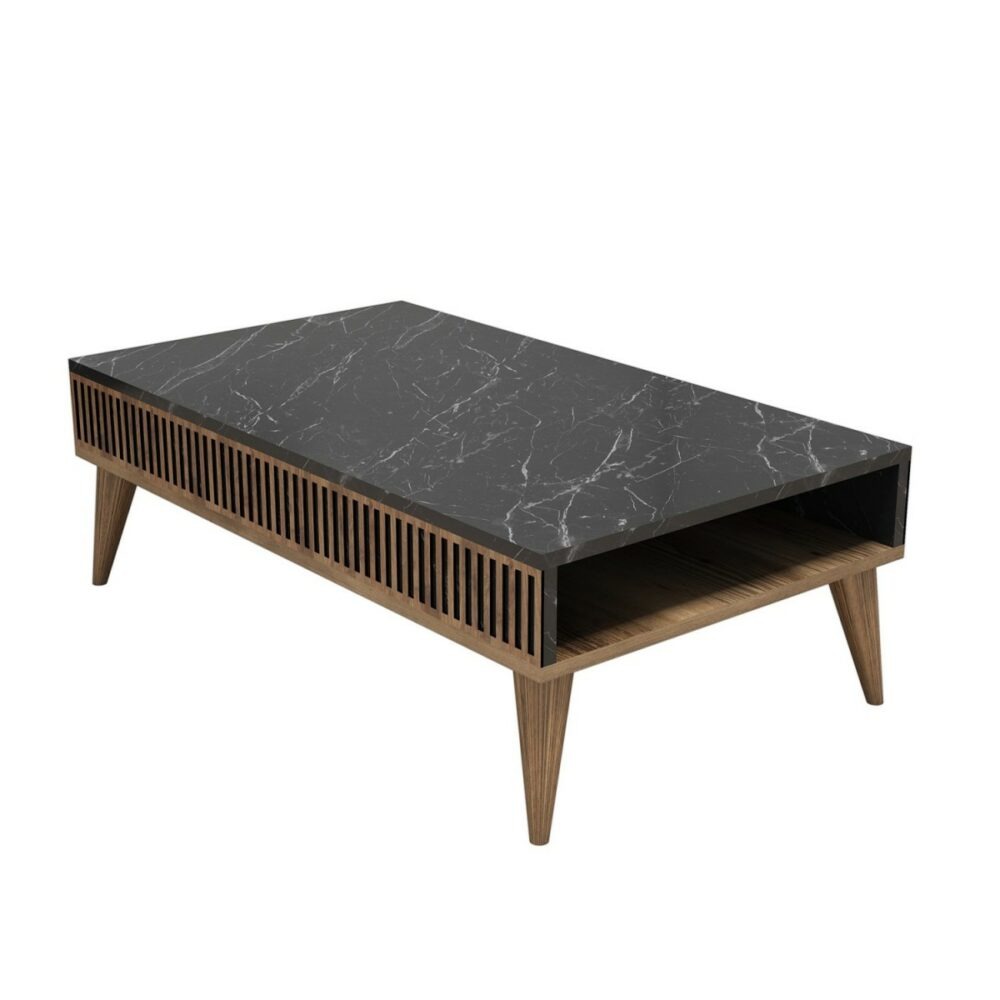 Hanah Home Konferenční stolek Milan 105 cm hnědý/černý mramor