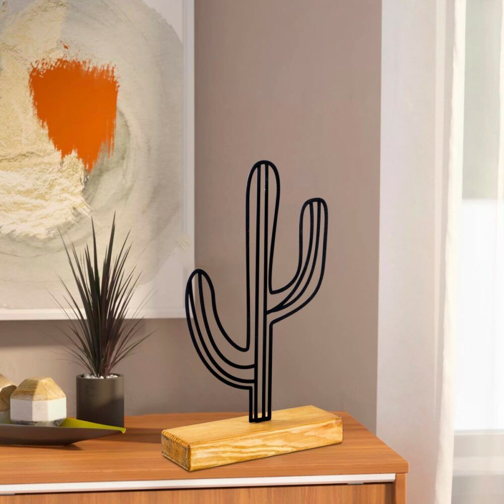 Hanah Home Kovová dekorace Cactus 41 cm černá