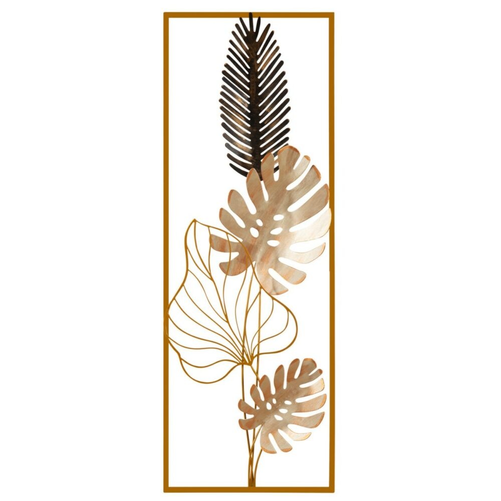 Hanah Home Nástěnná kovová dekorace Listy 32x90 cm zlatá