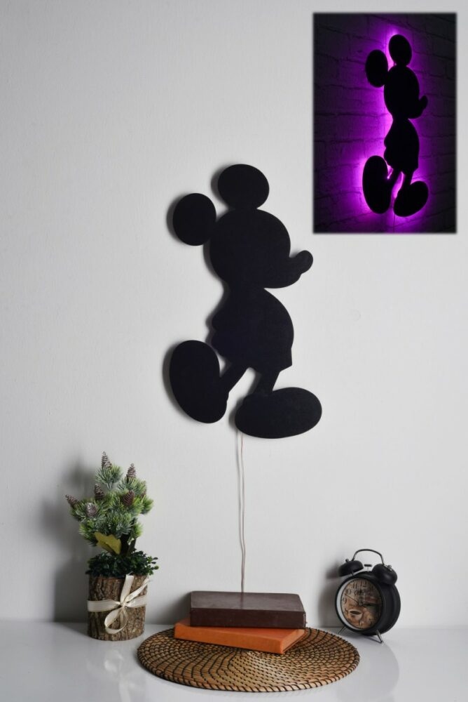 Hanah Home Nástěnná dekorace s led osvětlením Mickey Mouse růžová