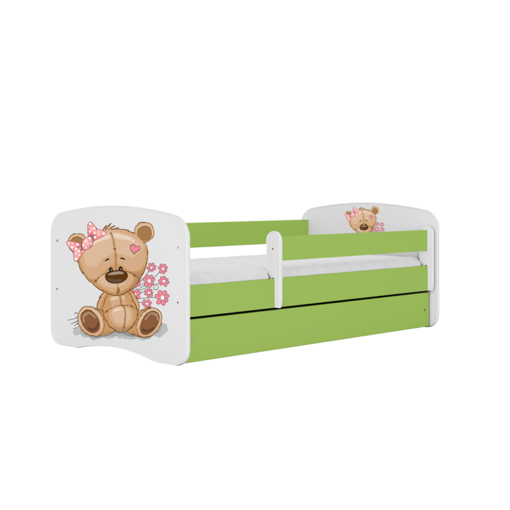 Kocot kids Dětská postel Babydreams méďa s kytičkami zelená