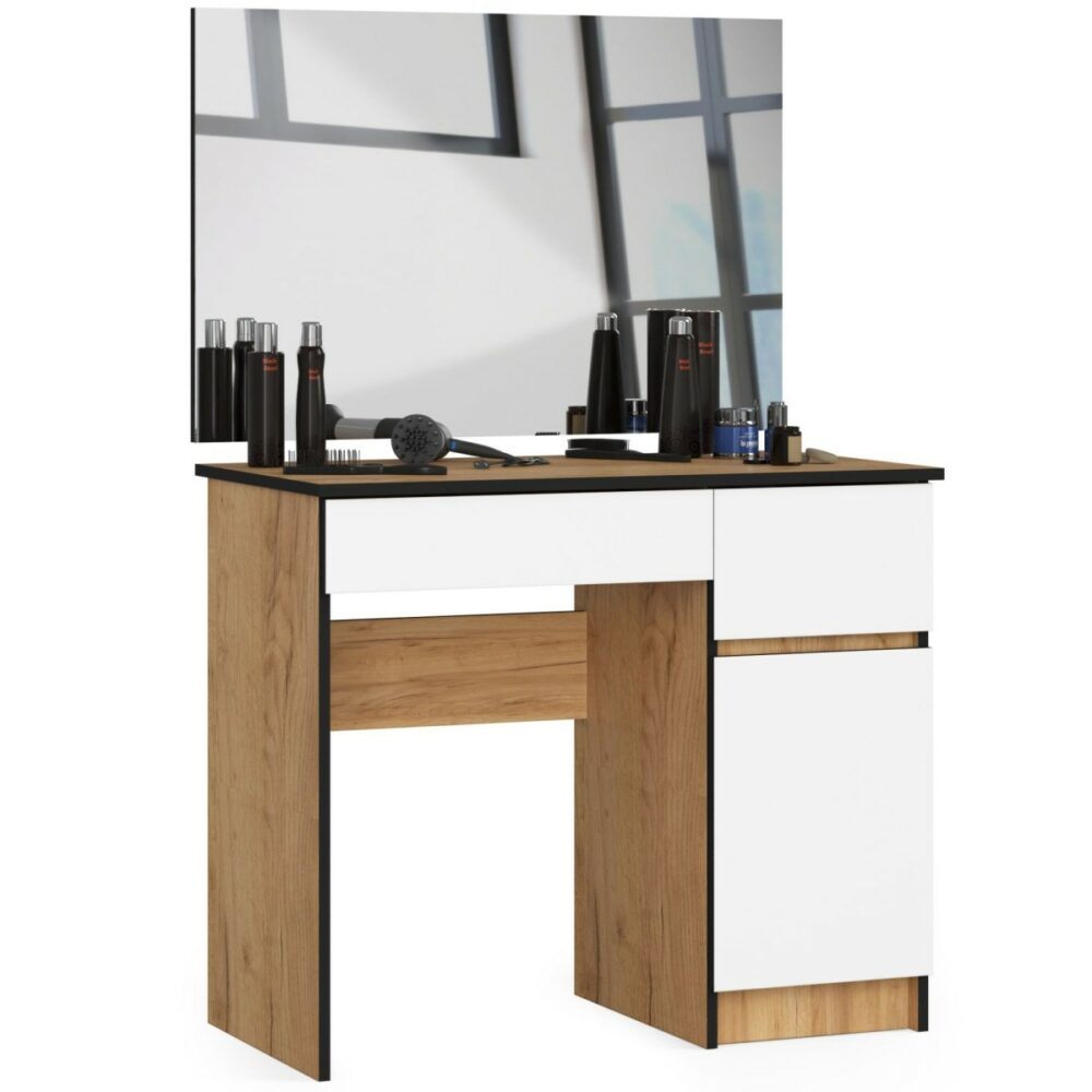 Ak furniture Kosmetický stolek se zrcadlem P-2/SL I dub craft/bílý pravý