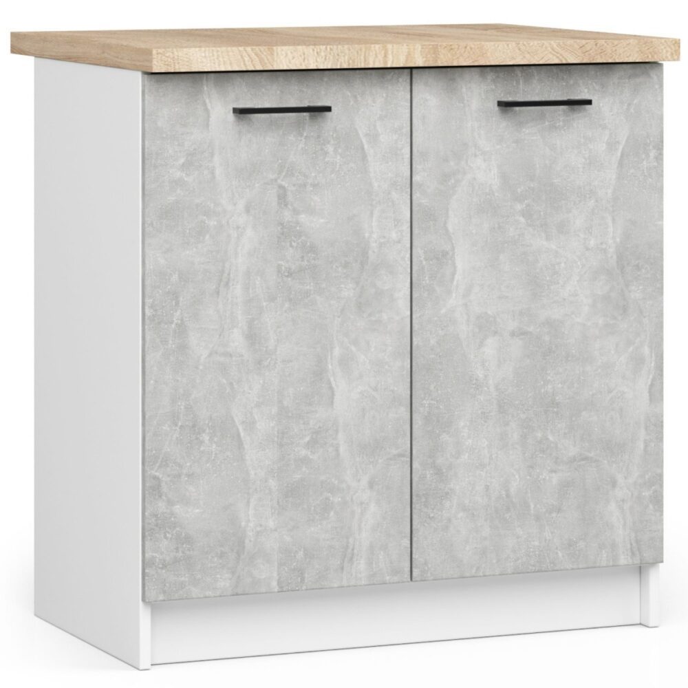 Ak furniture Kuchyňská skříňka Olivie S 80 cm 2D bílá/beton/dub sonoma