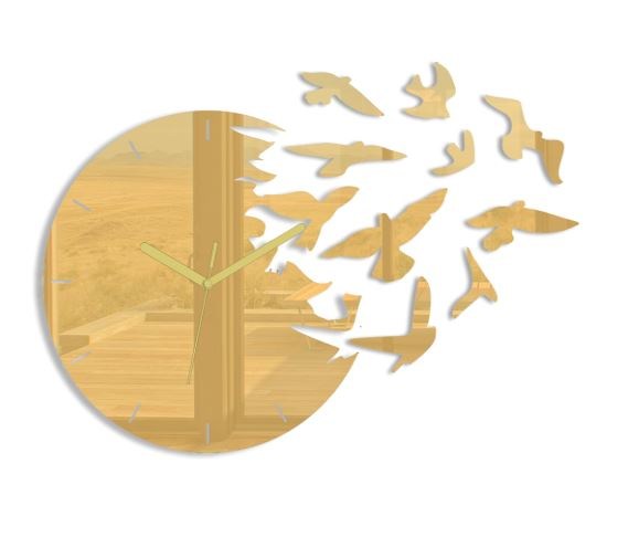 ModernClock 3D nalepovací hodiny Swallows zlaté