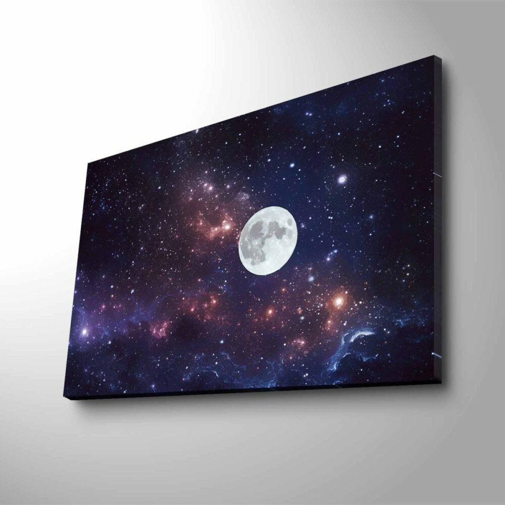 Wallity Obraz s LED osvětlením BAREVNÉ NEBE S MĚSÍCEM 45 x 70 cm