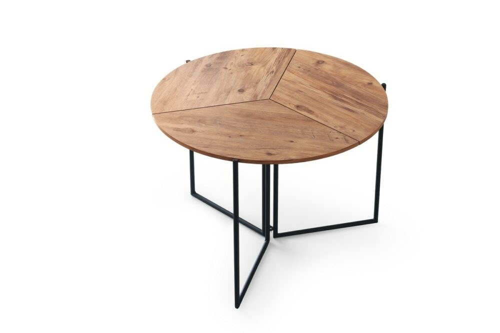 Kalune Design Jídelní stůl YAPRAK 100 cm černý/borovice