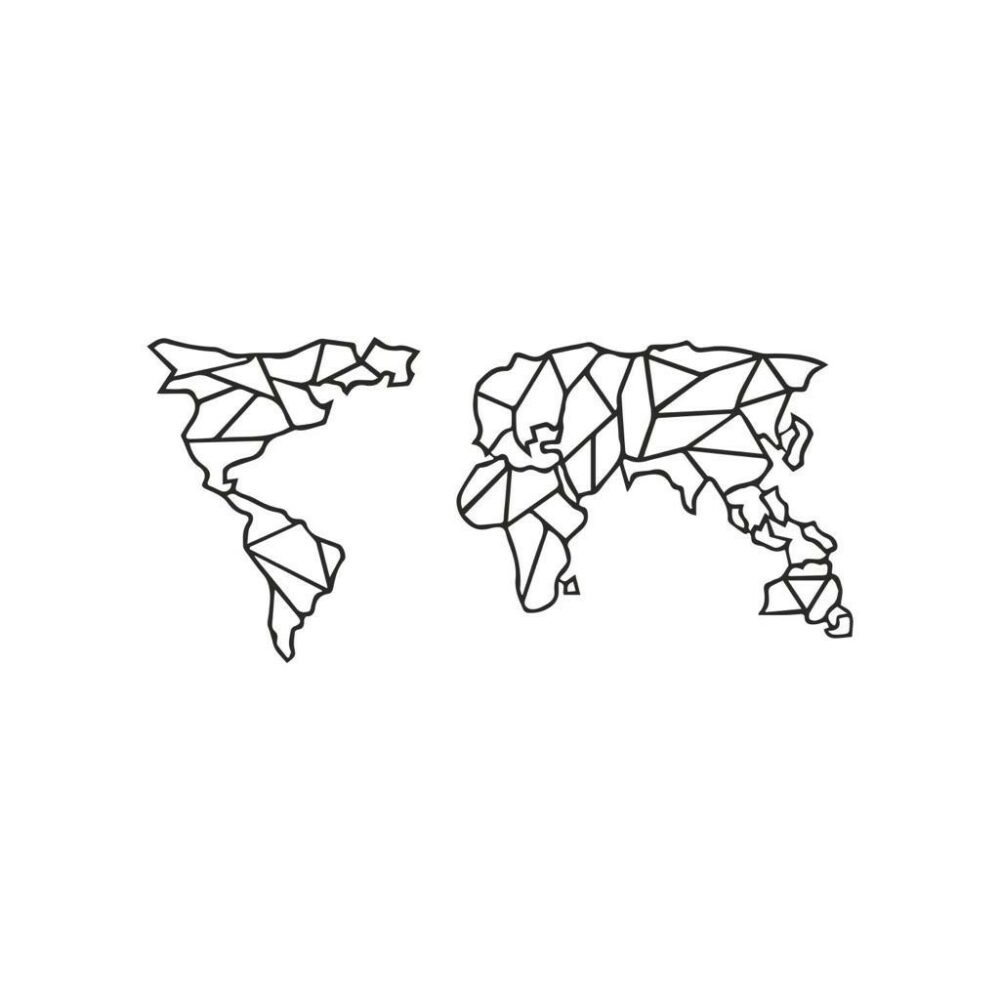 Wallity Nástěnná kovová dekorace GEOMETRIC WORLD MAP černá