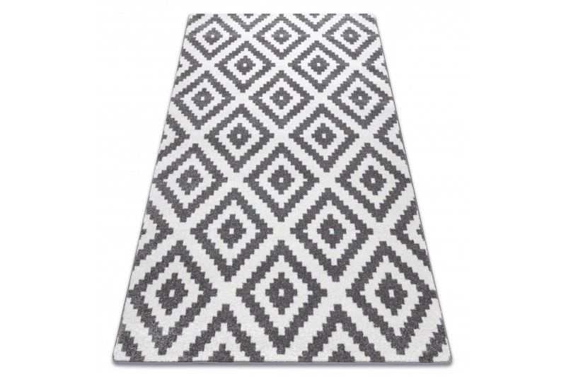 Dywany Lusczow Kusový koberec SKETCH PATRICK bílý / šedý - čtverce