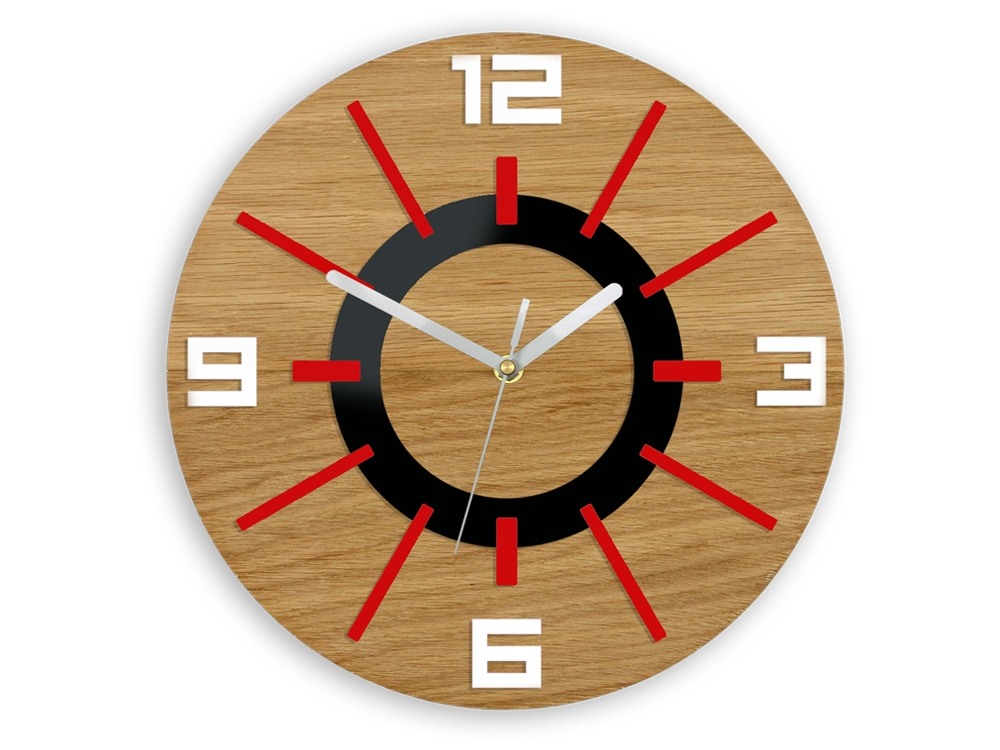 ModernClock Nástěnné hodiny Alladyn Wood červeno-černé