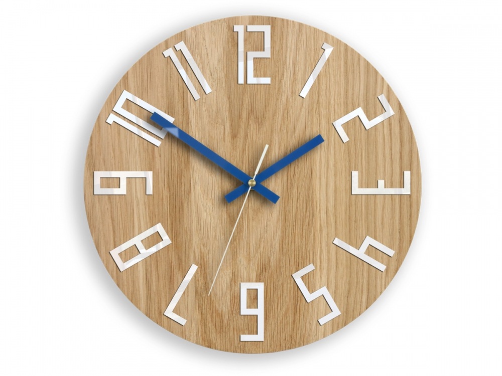 ModernClock Nástěnné hodiny Slim hnědo-modré