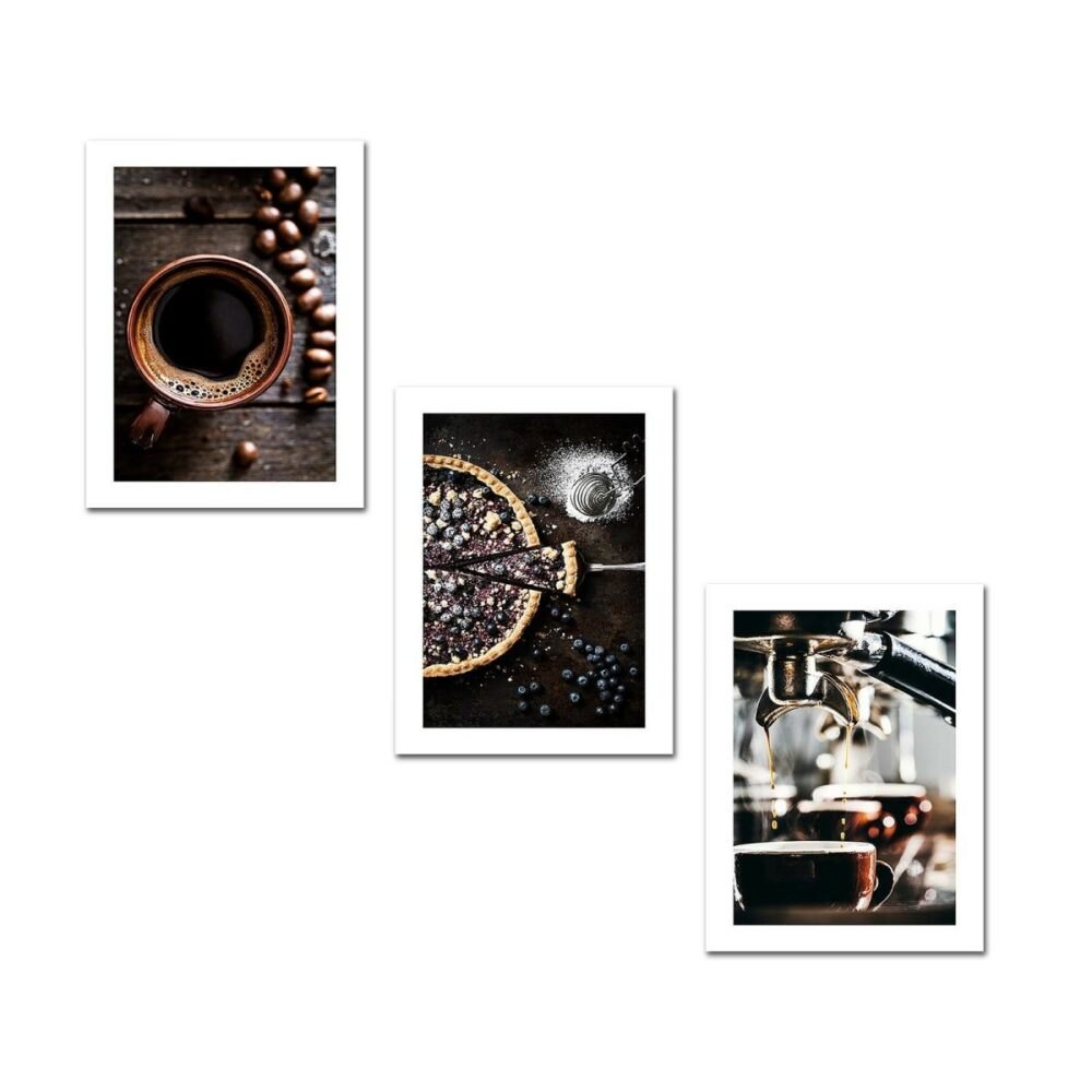 Wallity Sada obrazů COFFEE AND CAKE 94 x 40 cm 3 kusy