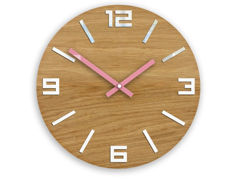 ModernClock Nástěnné hodiny Arabic Wood hnědo-růžové