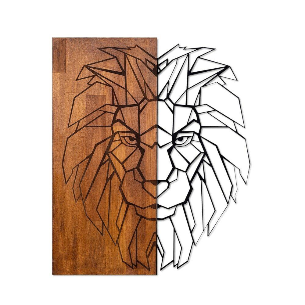 Wallity Nástěnná dřevěná dekorace LION hnědá/černá