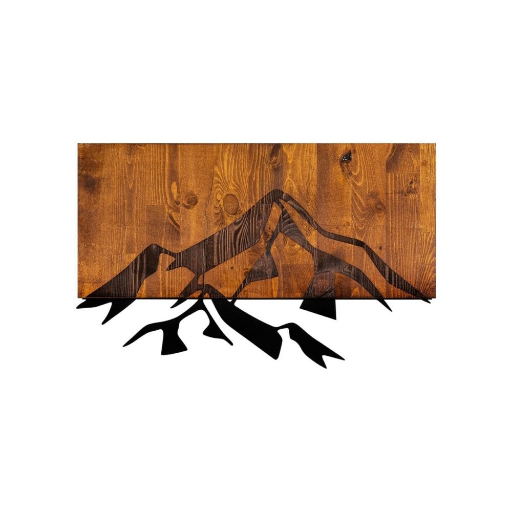 Wallity Nástěnná dřevěná dekorace MOUNTAINS hnědá/černá