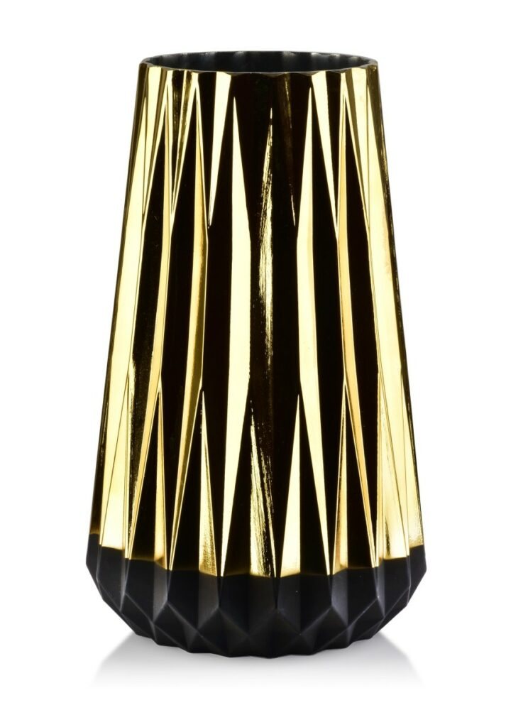 Mondex Skleněná váza Serenite 28 cm černá/zlatá