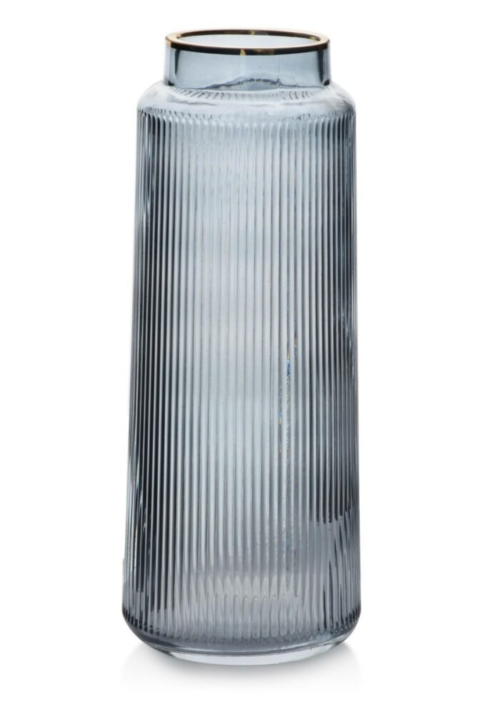 Mondex Skleněná váza Serenite 30 cm nebeská šedá/modrá