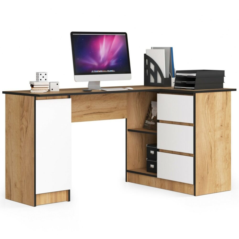 Ak furniture Rohový psací stůl se šuplíky B20 155 x 85 cm hnědý