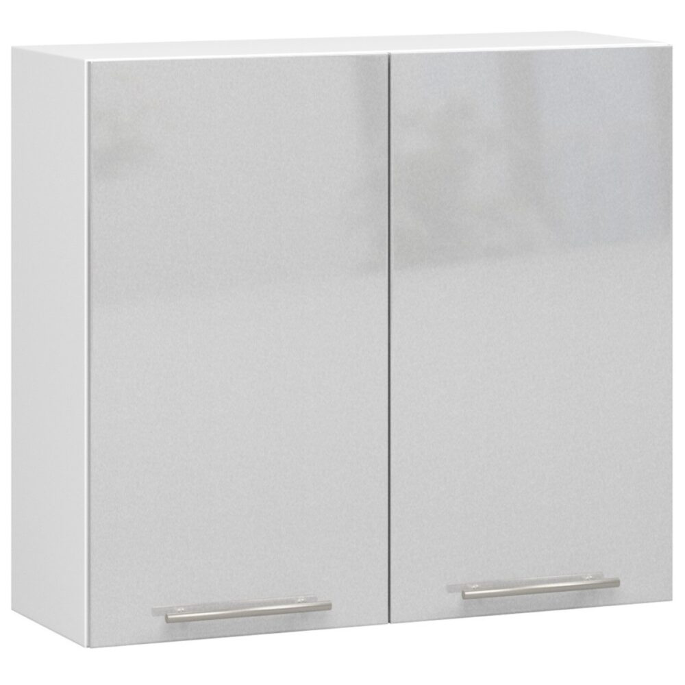Ak furniture Závěsná kuchyňská skříňka Olivie W 80 cm bílá/metalický lesk