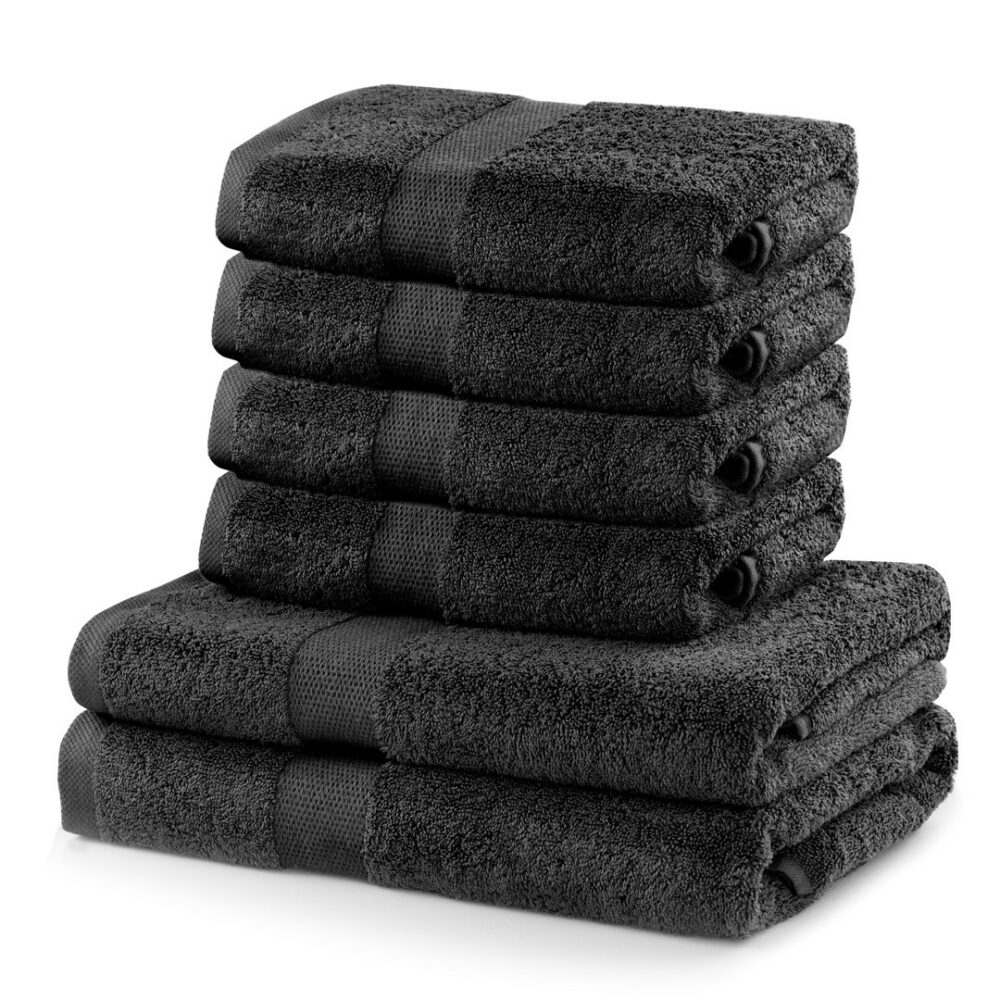 Sada 2 osušek a 4 ručníků DecoKing Ginna tmavě šedé