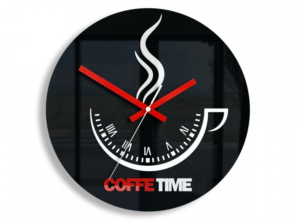ModernClock Nástěnné hodiny Coffe Time černé