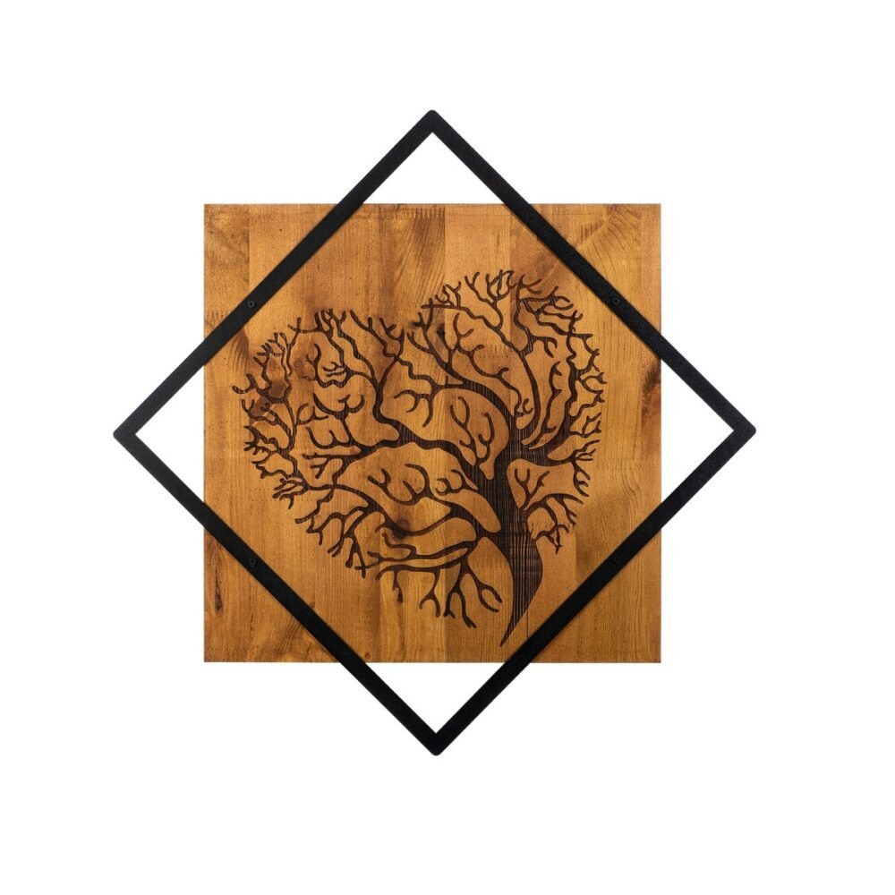 Wallity Nástěnná dřevěná dekorace TREE III hnědá/černá