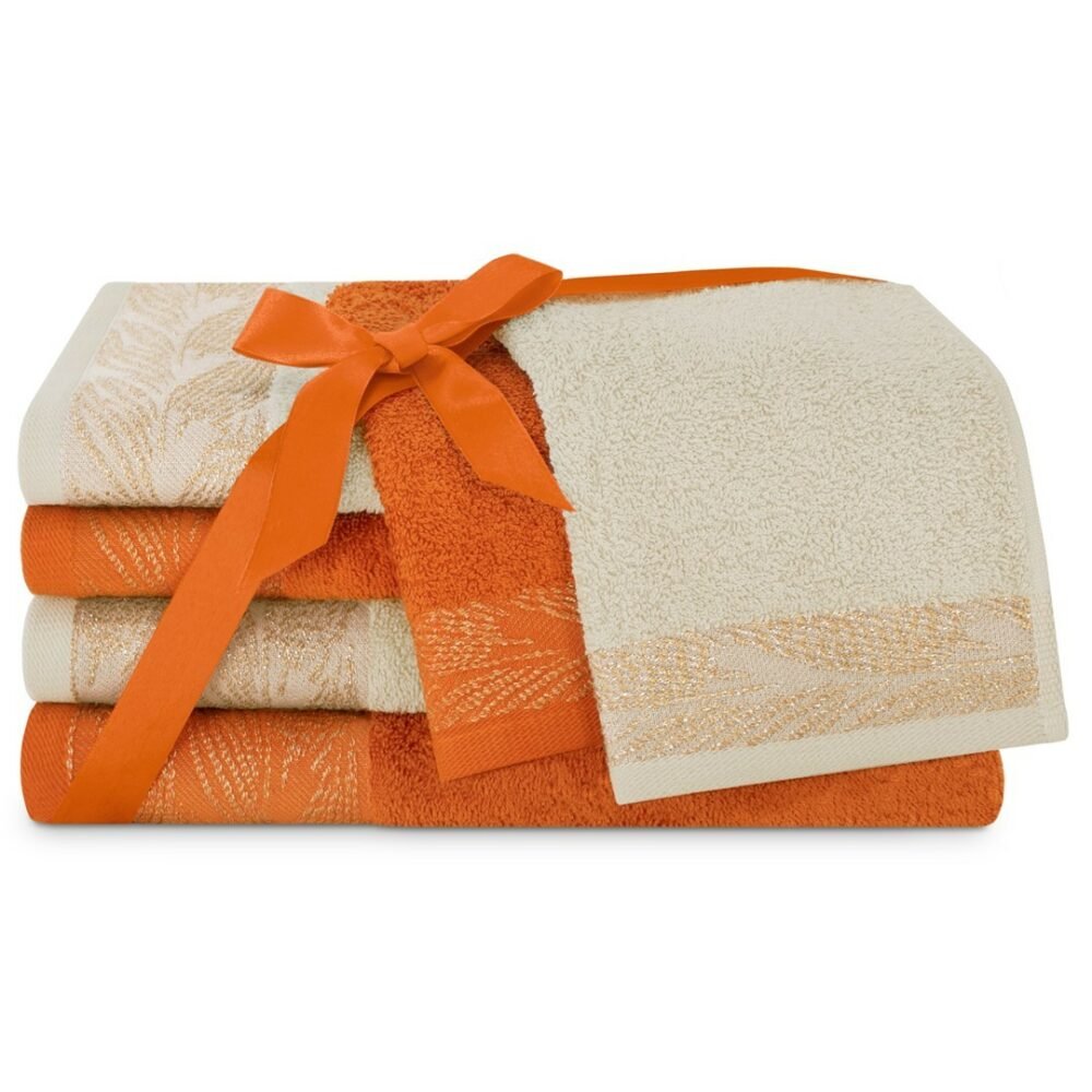 AmeliaHome Sada 6 ks ručníků ALLIUM klasický styl oranžová