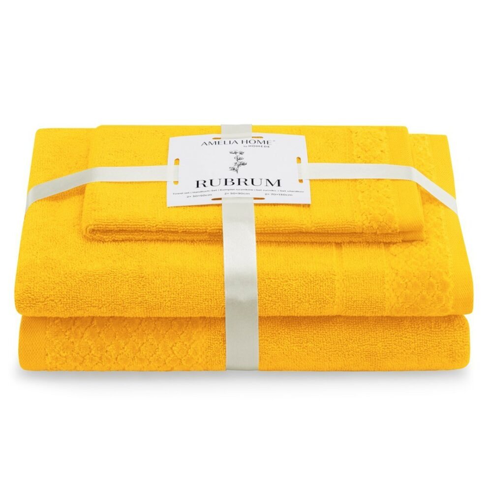 AmeliaHome Sada 3 ks ručníků RUBRUM klasický styl žlutá