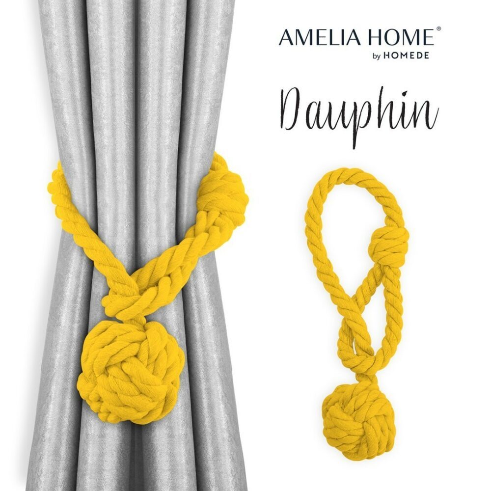 AmeliaHome Sada úvazů na závěs DAUPHIN 2 ks žlutá