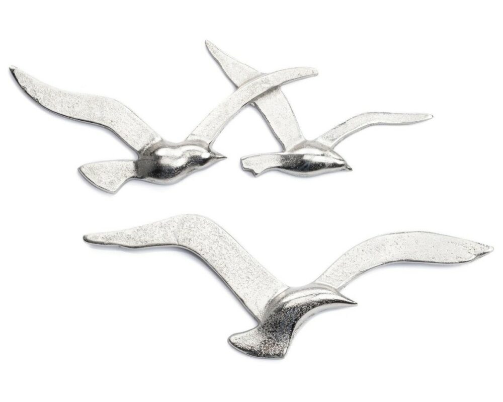 DekorStyle Nástěnná dekorace létající ptáci Flying 35 cm stříbrná