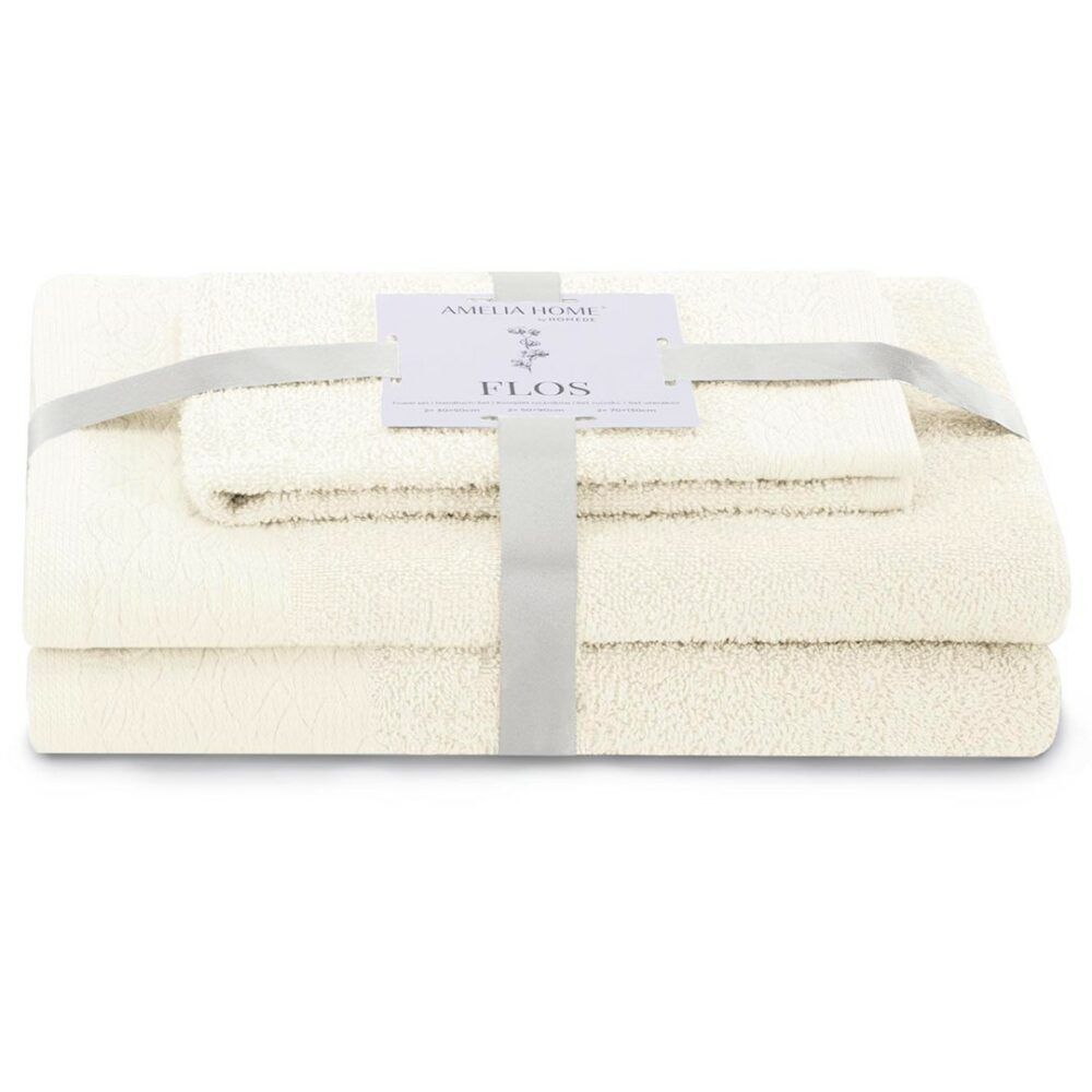 AmeliaHome Sada 3 ks ručníků FLOSS klasický styl krémová