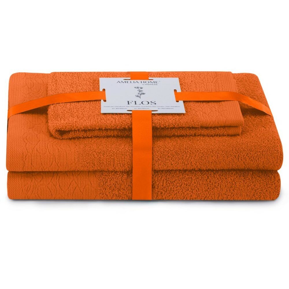 AmeliaHome Sada 3 ks ručníků FLOSS klasický styl oranžová