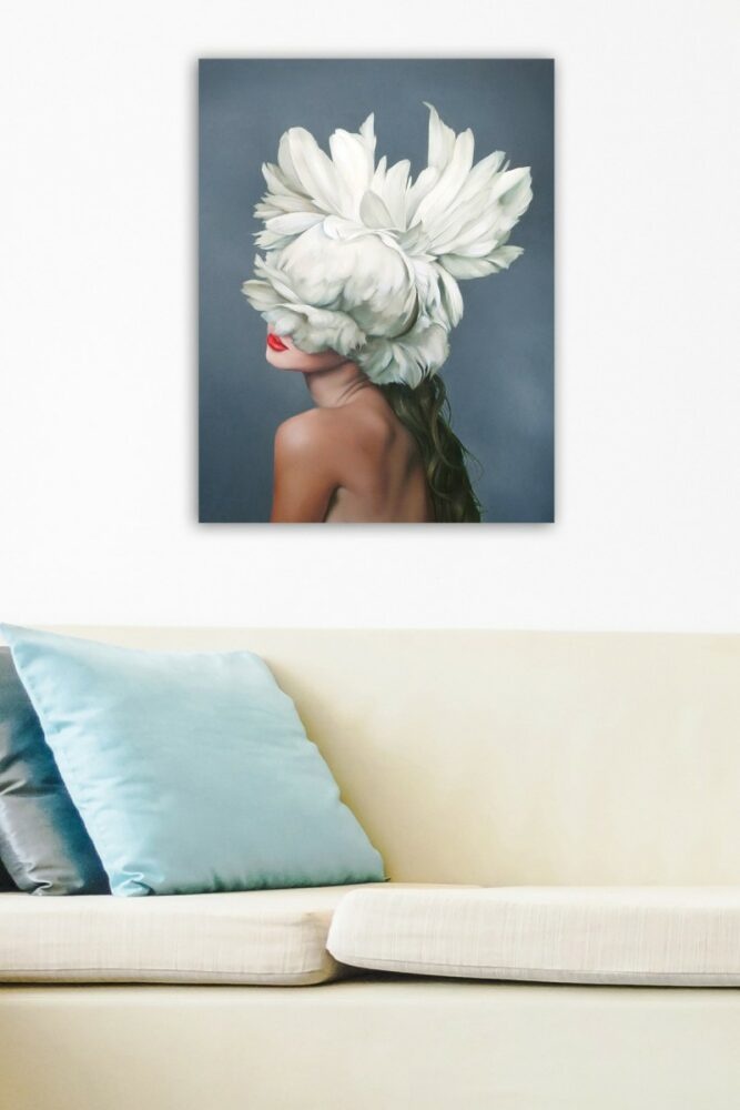 Hanah Home Obraz WOMAN WITH WHITE FLOWER 50x70 cm