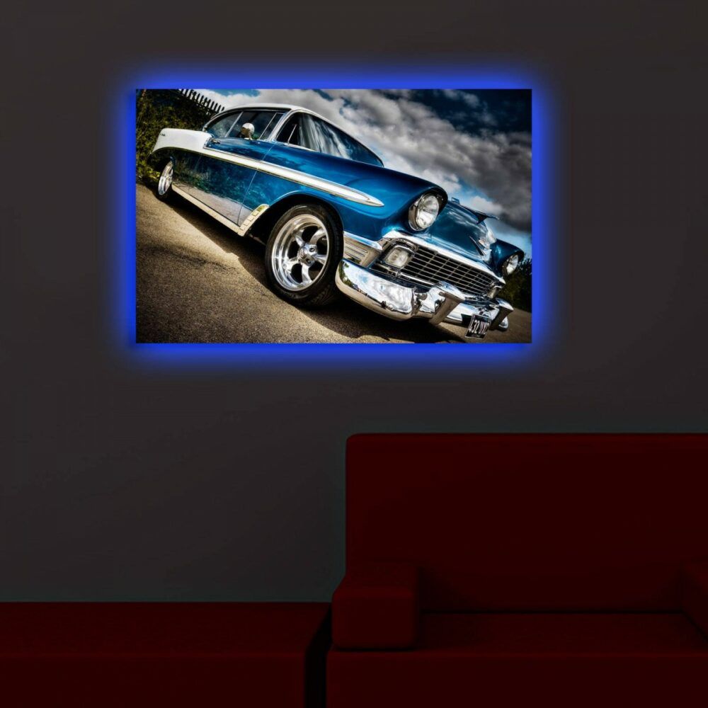 Hanah Home Obraz s led osvětlením Chevrolet Bel Air 70x45 cm