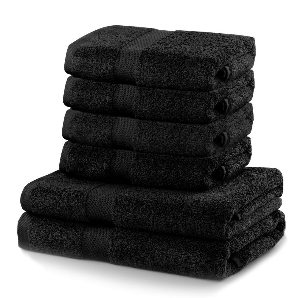 Sada 2 osušek a 4 ručníků DecoKing Ginna černé