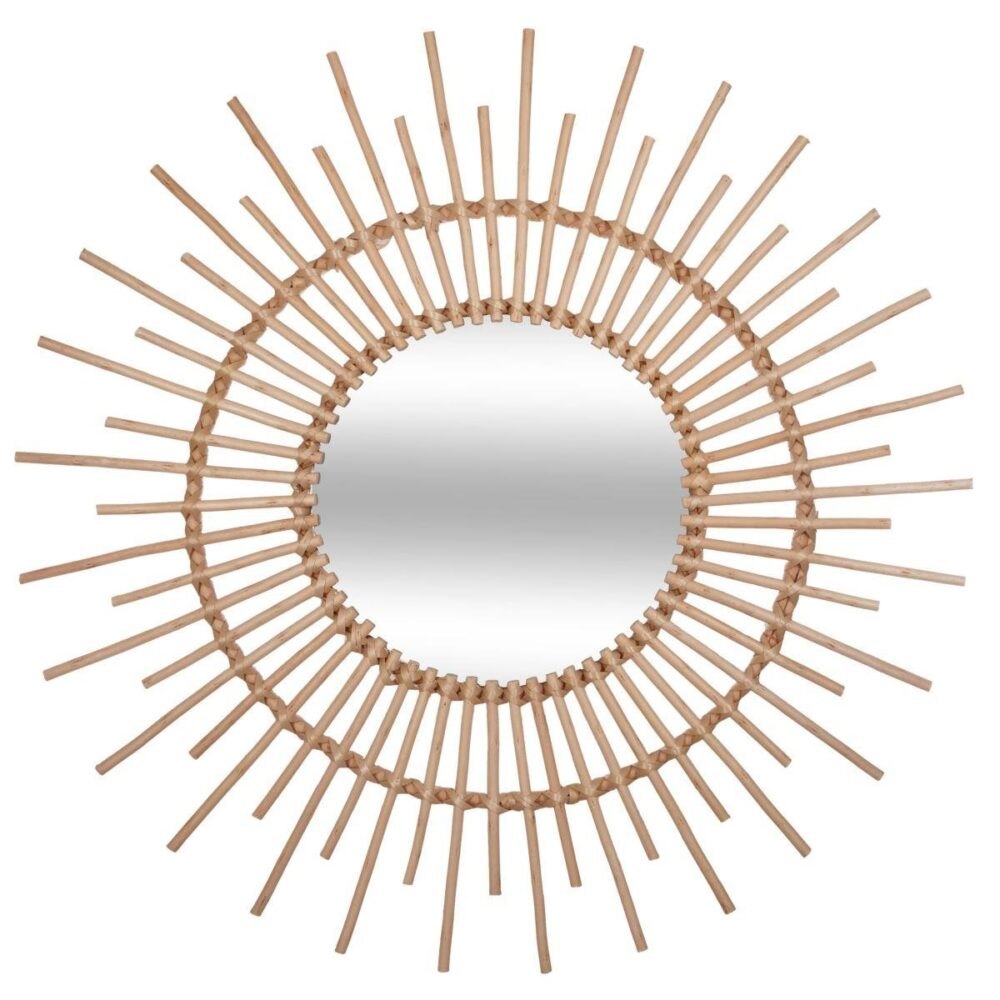 DekorStyle Proutěné nástěnné zrcadlo Slunce 76 cm