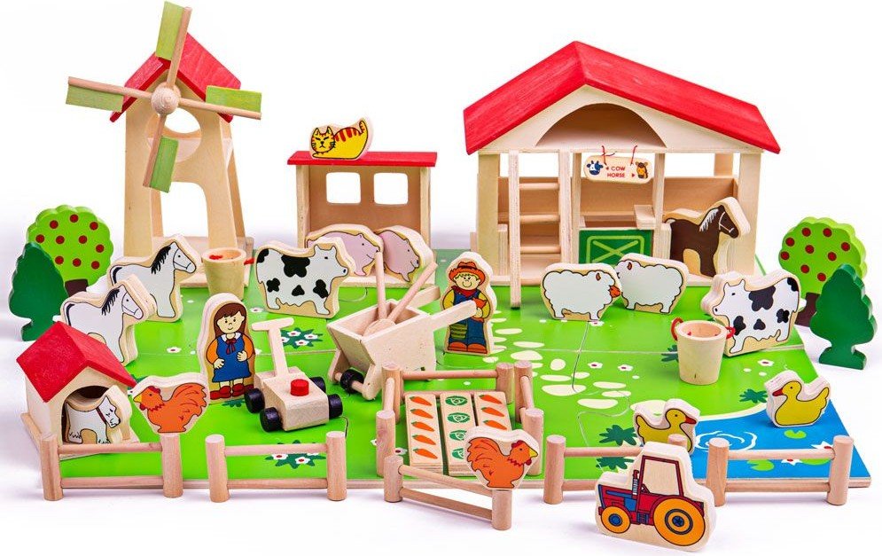 Bigjigs Toys Velká dřevěná farma RAKO vícebarevná